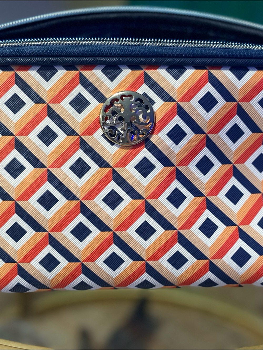 Rebecca & Rifka Cosmetic Pouch - Navy, Orange & Cream.NEW.